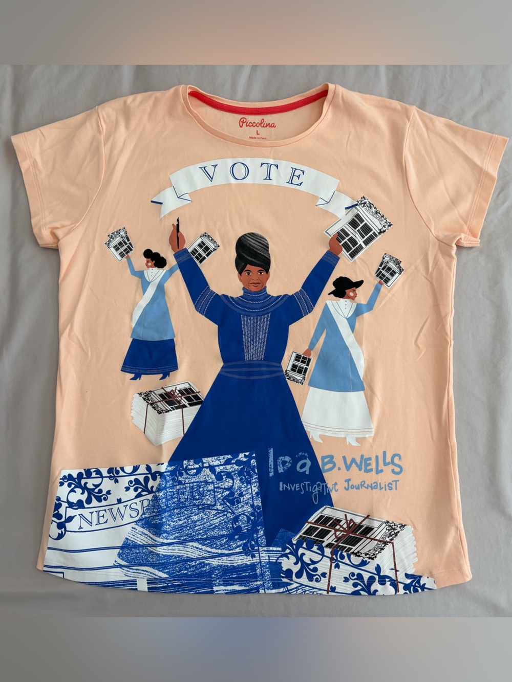 Piccolina Peach & Blue 'Vote' Ida B Wells Graphic Tee